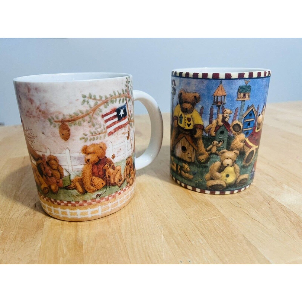 2 RARE Bears Mug Amcal Teresa Kogut 16oz. Coffee Cups